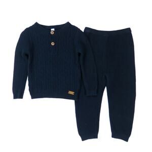 Where We Grow Navy Blue Cable Knit Sweater Pants 2 Piece Baby Set 12-18M